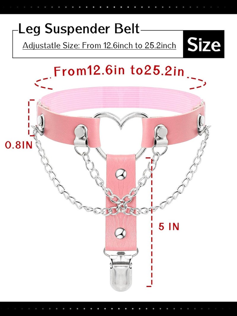 Lorealri Store Thigh High Garter Belt Adjustable Rock Heart Gothic Leg Suspender Belts Rave Party Thigh Lingerie for Women(2 PCs) - Image 4